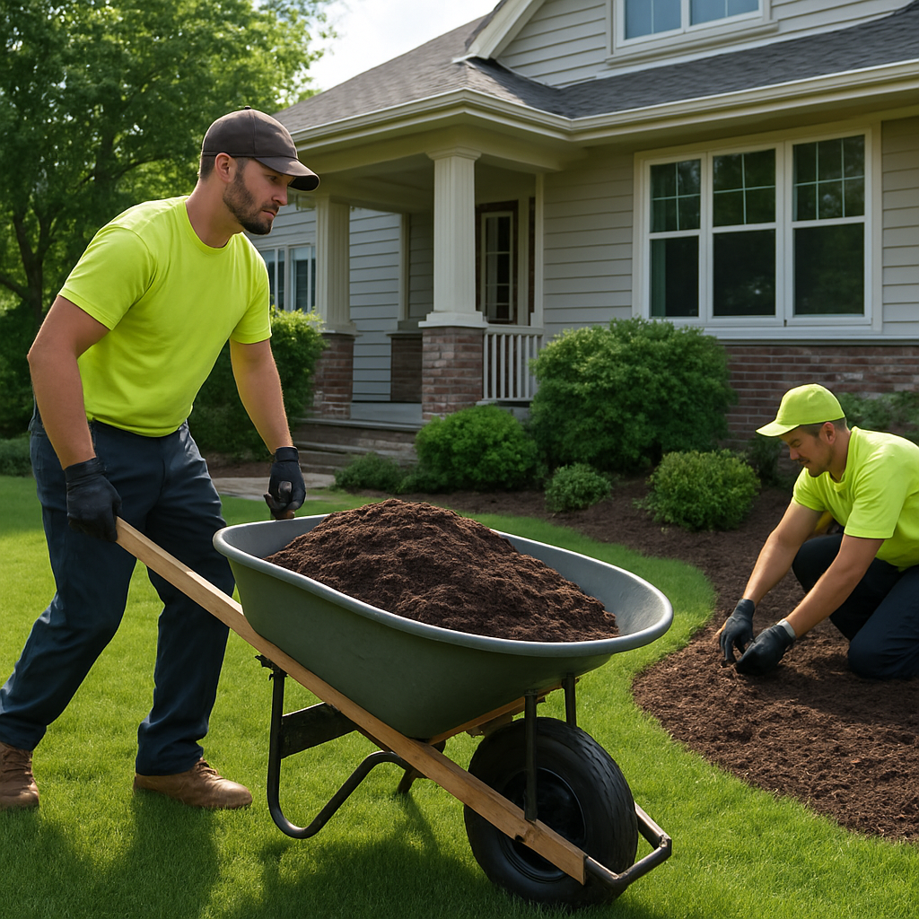 Schreed Outdoor Services crew working on a residential property