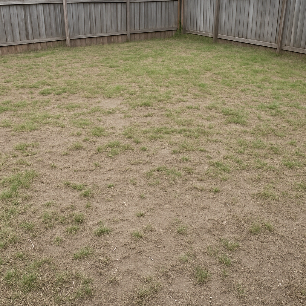 Bare backyard before patio installation
